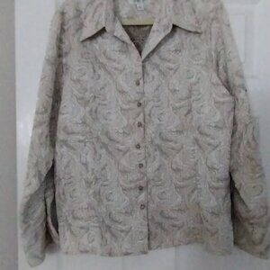 Coldwater Creek Grey Brocade Blazer/Jacket Textured Abstract Pattern XL